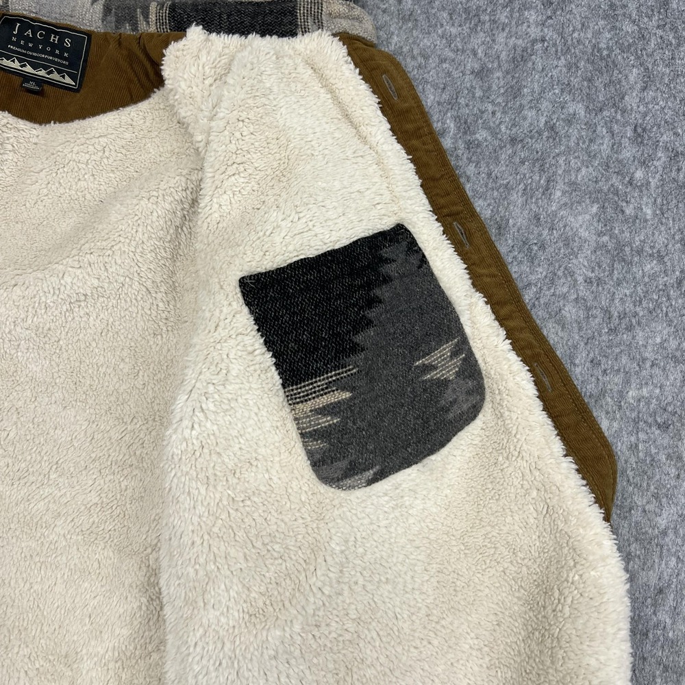 JACHS New York Jacket Mens XL Gray Sherpa Lined Southwestern Flannel Shacket - Picture 5 of 15
